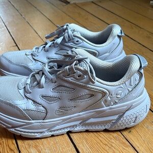 Hoka Clifton Leather Monochromatic Athletic Sneakers